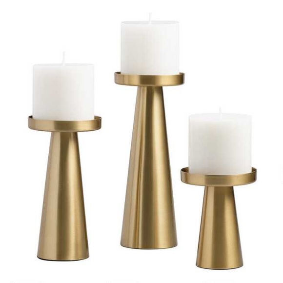 World Market Brushed Gold Candleholders